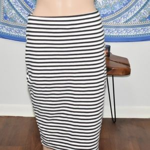 Box black and white striped skirt